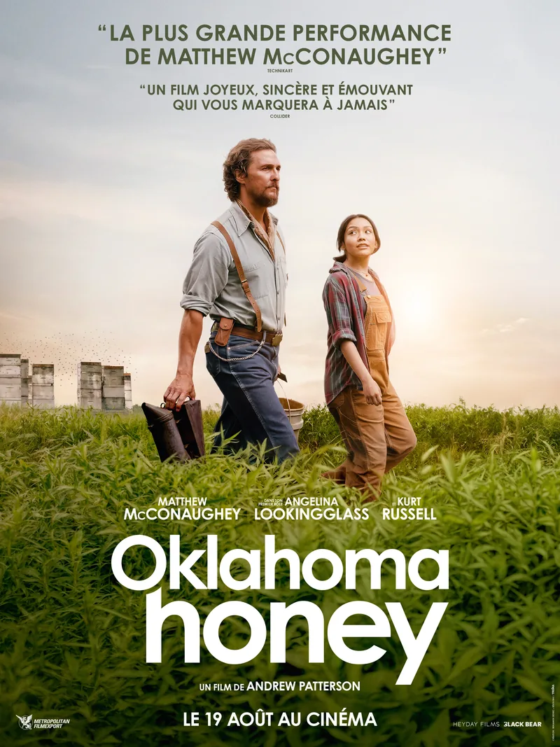 Affiche officielle française Oklahoma Honey 2026 — Matthew McConaughey et Angelina LookingGlass dans le film d'Andrew Patterson